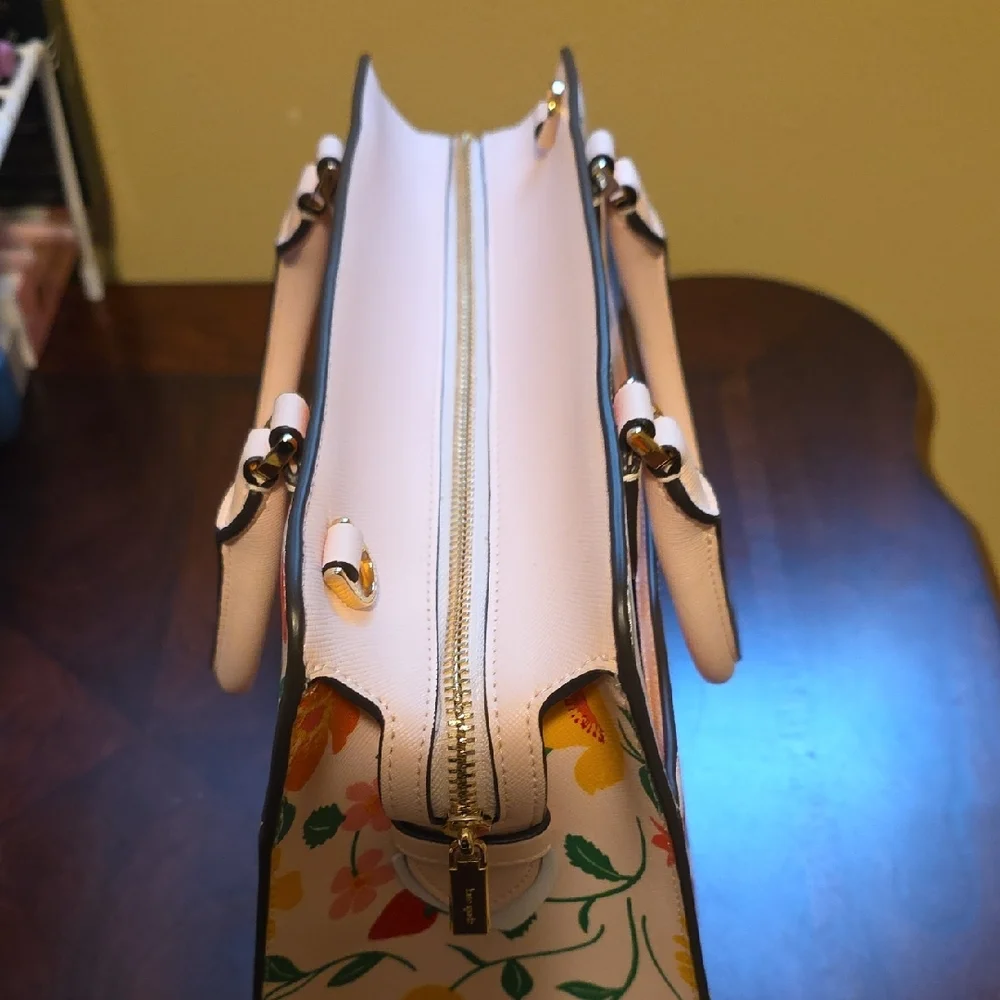 Kate Spade Floral Satchel - Pink, Red, Green, Yellow With Cross Body Strap